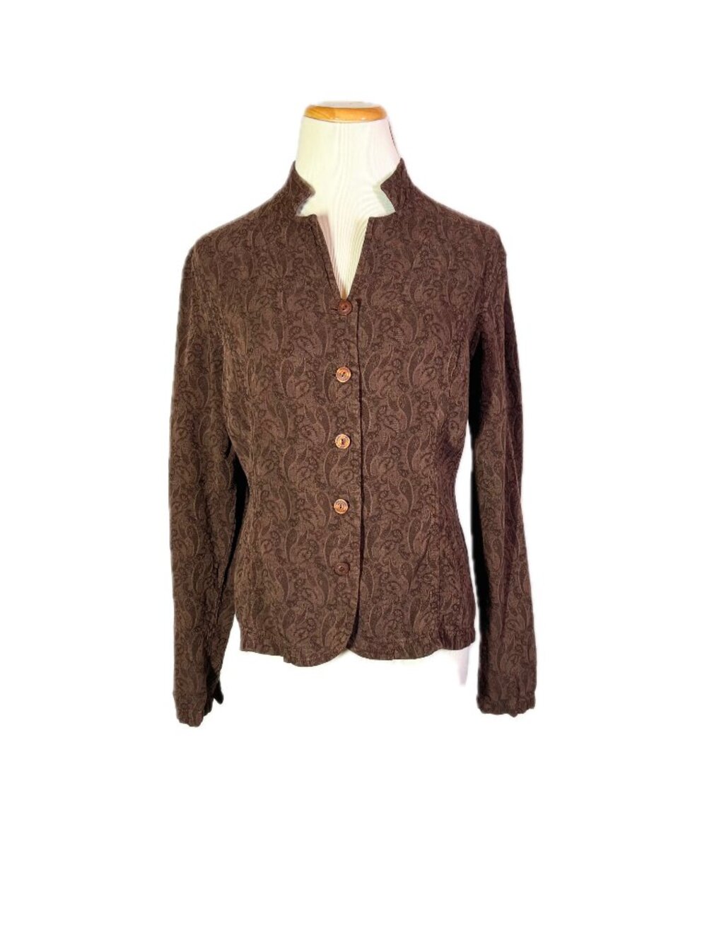 Tianello Size M Brown Paisley Jacket Button-Front Victorian Look